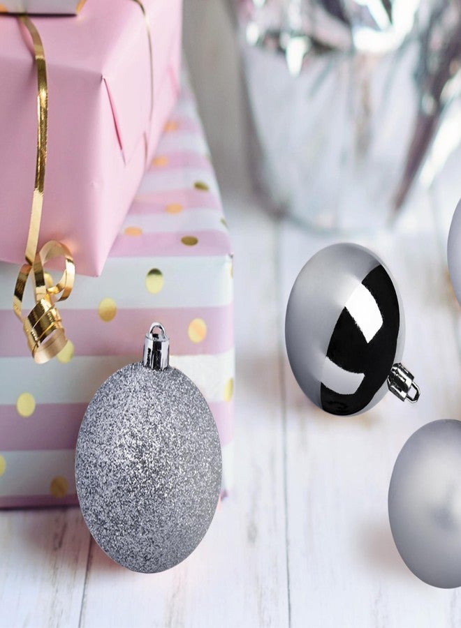 Anstore Silver Christmas Ornaments, 98 PCS Christmas Tree Balls Ornaments, Silver Christmas Ornaments, Plastic Christmas Ornaments Balls with Christmas Tree Topper and Bead Chains for Christmas Decor - Image 5